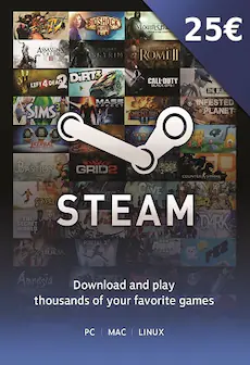 Steam Gift Card 25 EUR Steam Key - For EUR Currency Only