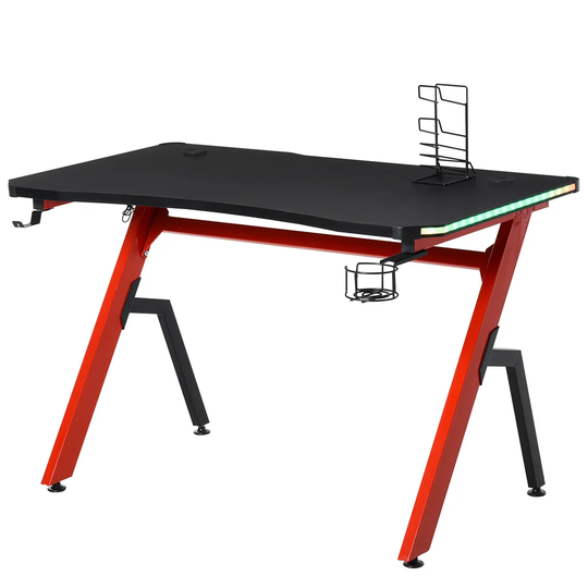 Equinox Takeoff Gaming Desk with RGB - Black/Red