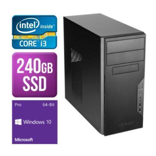 Spire MATX Tower PC Antec VSK3000B i3-10100 8GB 240GB SSD Corsair CV450 450W DVDRW KB & Mouse Windows 10 Pro