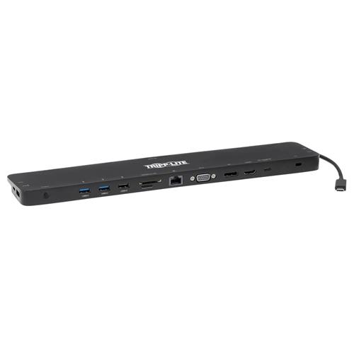 Tripp Lite U442-DOCK7D-B USB-C Dock Triple Display - 4K HDMI & DP VGA USB 3.2 Gen 1 USB-A/C Hub GbE 100W PD Charging