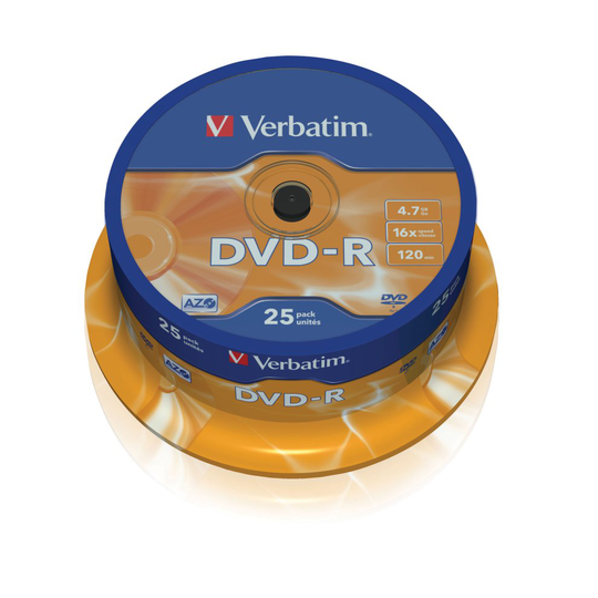 Verbatim 43522 4.7GB 16x DVD-R Matt Silver - 25pk Spindle 43522