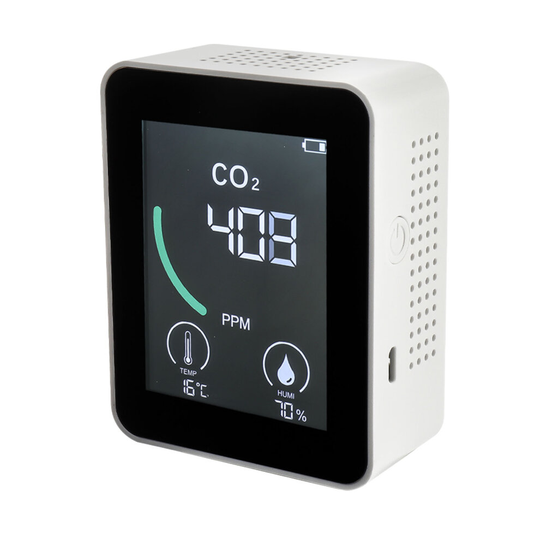 (white) CO2 Temperature Humidity Detector Carbon Monitor