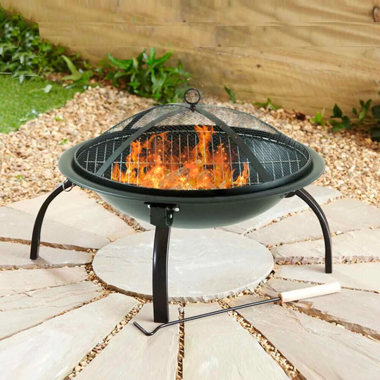 Neo Direct Steel Fire Pit & Outdoor Heater w/ Carry Case - Black