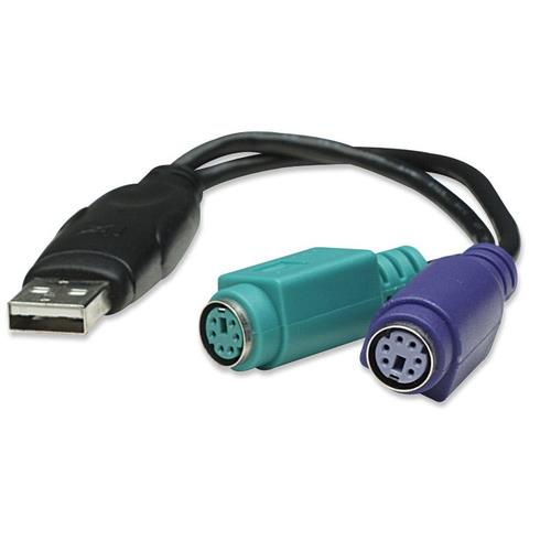 Manhattan USB-A to PS/2 Converter cable 15cm Male to Female Black Connects Two PS/2 Devices via One USB-A Port Equivalent to USBPS2PC Three Year Warranty Blister