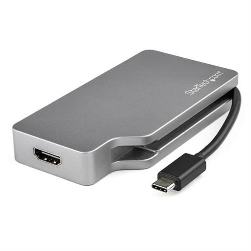 StarTech.com USB C Multiport Video Adapter w/ HDMI VGA Mini DisplayPort or DVI - USB Type C Monitor Adapter to HDMI 2.0 or mDP 1.2 (4K 60Hz) - VGA or DVI (1080p) - Space Gray Aluminum