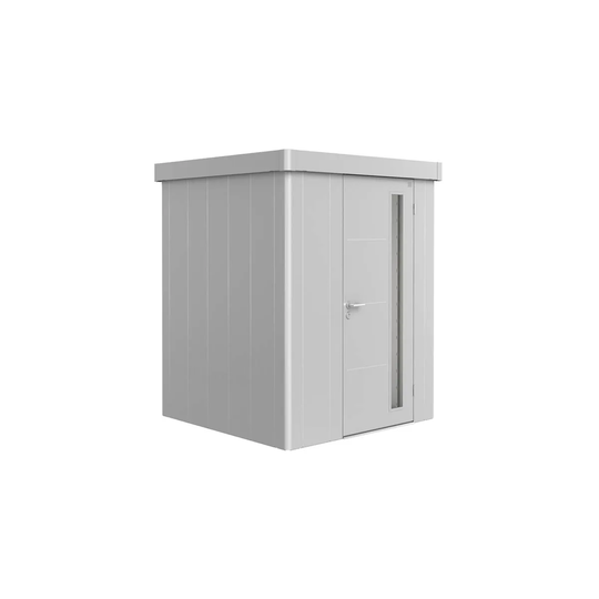 Biohort Neo 1A Metal Garden Shed In Standard Door Metallic Silver