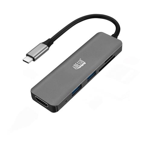 Adesso AUH-4020 interface hub Thunderbolt 3 Aluminium