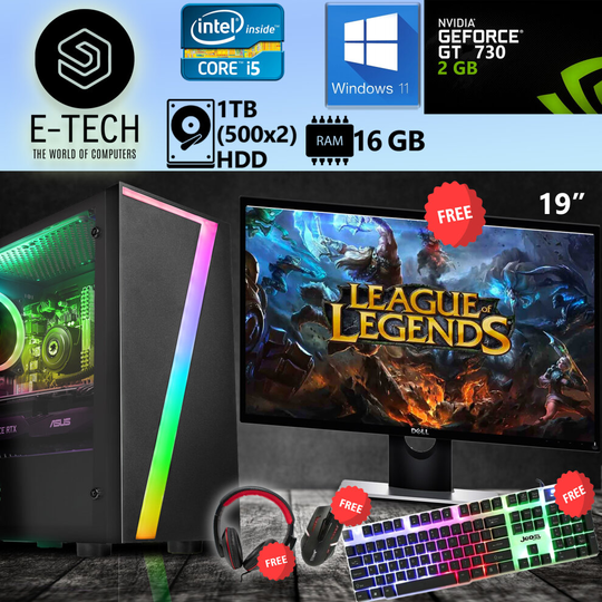 Fast Gaming PC Computer Bundle Intel Quad Core i5 16GB 1TB GT730 Win11