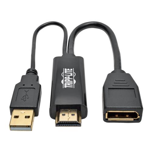 Tripp Lite P130-06N-DP-V2 4K HDMI to DisplayPort Active Adapter Video Converter with USB Power HDMI to DisplayPort (M/F) 4K 30Hz 6-in. (15.24 cm)