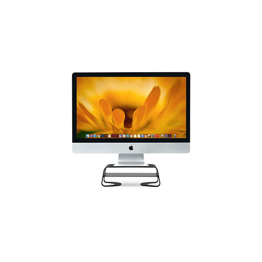 Twelve South Curve Riser Monitor Stand | Ergonomic desktop stand with storage shelf for iMac and Displays, matte black
