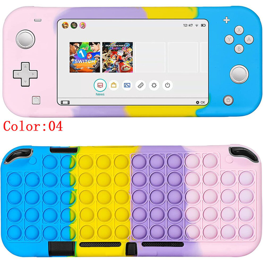 (For Switch Lite, 04) Silicone Case for Nintendo Switch Lite/Oled With Pop it Fidget Toy