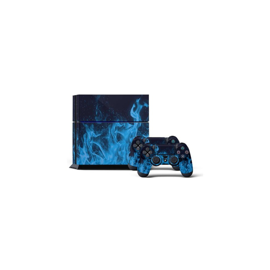 PS4 Console Designer Skin for Sony PlayStation 4 System plus Two(2) Decals for: PS4 Dualshock Controller Ice Flame