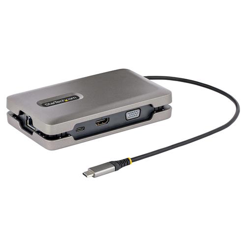 StarTech.com USB-C Multiport Adapter with USB-C DP Alt Mode Video Output/4K HDMI 2.0/VGA USB-C Dual Monitor Docking Station 100W PD Pass-Through USB Type C Mini Dock/MST Adapter Hub