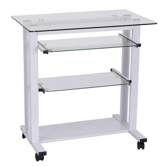 Zennor Home Office Workstation with Glass Top & Wheels - White