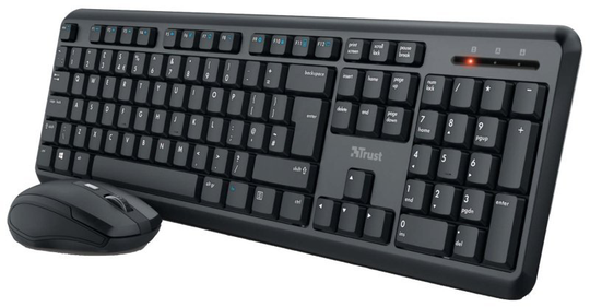 Trust ODY Spill Resistant Silent Wireless Keyboard and Mouse Desktop Set, Black