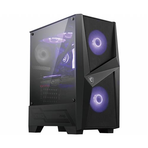 MSI MAG FORGE 100M Mid Tower Gaming Computer Case 'Black 2x 120mm RGB PWM Fan 1x 120mm Fan 1-6 RGB Hub Tempered Glass Panel ATX mATX mini-ITX'