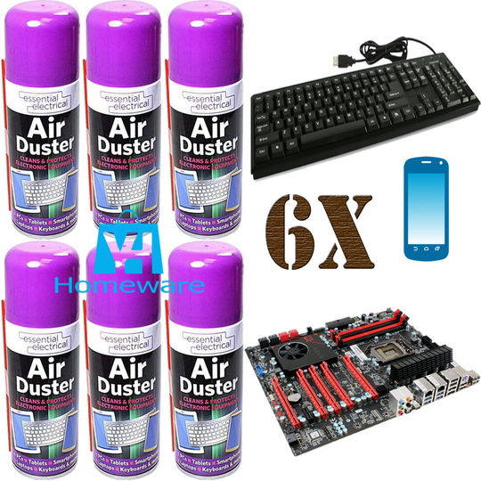 6 x 200ml Compressed Air Duster Can Spray Clean Laptop Keyboard Computers Mobile