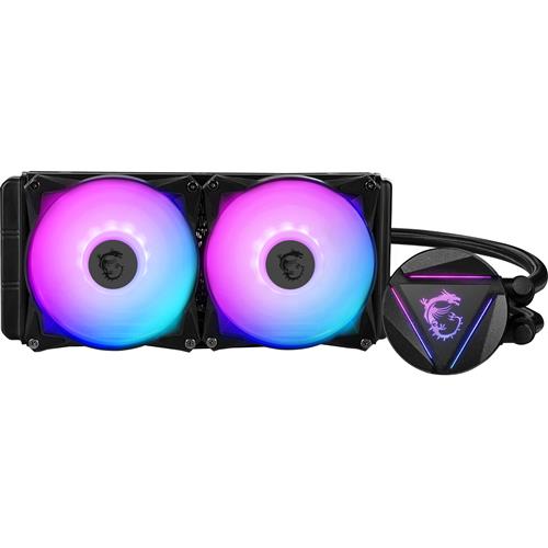 MSI MAG CORELIQUID 240R CPU AIO Cooler '240mm Radiator 2x 120mm ARGB PWM Fan Adjustable ARGB Dragon CPU Mount Compatible with Intel and AMD Platforms'