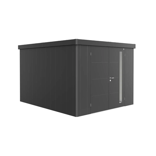 Biohort Neo 4C Metal Garden Shed Double Door In Metallic Dark Grey