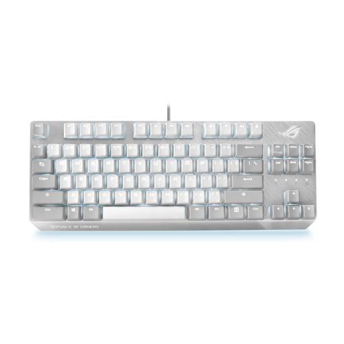 Asus ROG Strix SCOPE NX TKL Moonlight White Compact Mechanical RGB Gaming Keyboard ROG NX Mechanical Switches Stealth Key Quick-Toggle White and Grey