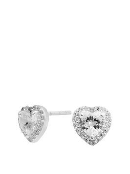 Simply Silver Sterling Silver 925 With Cubic Zirconia Halo Heart Earrings