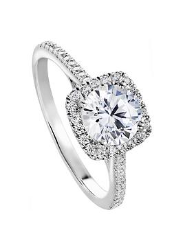 Created Brilliance Cynthia Created Brilliance™ 9ct White Gold 1.2ct Lab Grown Halo Diamond Engagement Ring, White Gold, Size O, Women