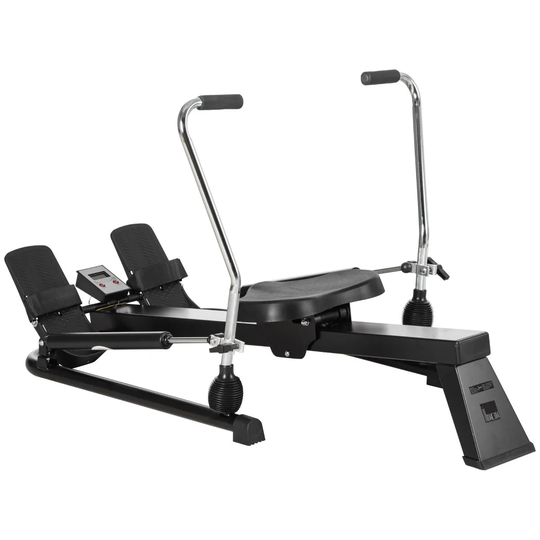 HOMCOM Rowing Machine Rower With Adjustable Resistances And Digital Monitor Black