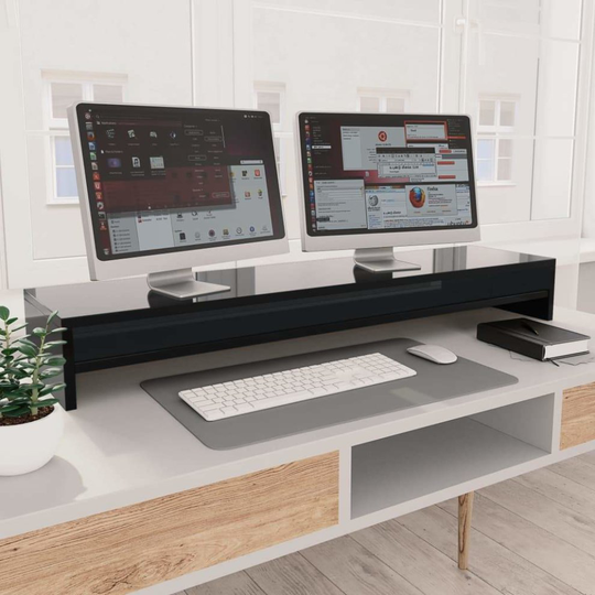 Monitor Stand High Gloss Black 100x24x13 cm Chipboard