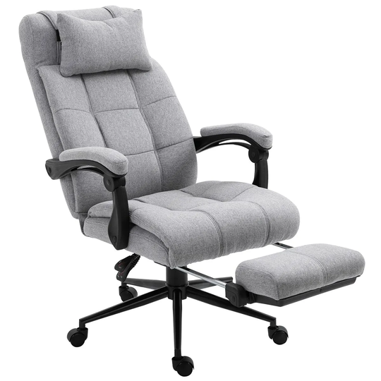 HOMCOM Ergonomic Office Chair Adjustable Height Rolling Swivel With Armrest Grey