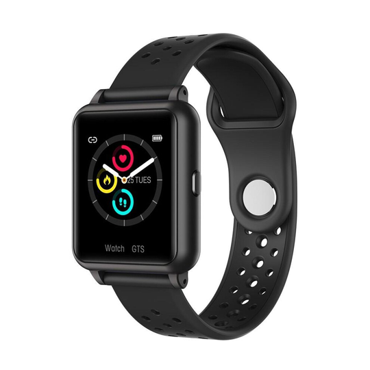 (Black) Rollme S06 Sports Bracelet With Thermometer 1.3inch Sleep Heart Rate Blood Pressure Oxygen Monitor Wrist Band Watch