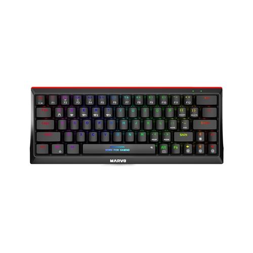 Marvo Scorpion KG962W-UK Wireless Mechanical Gaming Keyboard with Red Switches 60% Compact Design Tri-Mode Connection 2.4GHz Wireless Bluetooth or Wired Rainbow Backlight Anti-ghosting N-Key Rollover