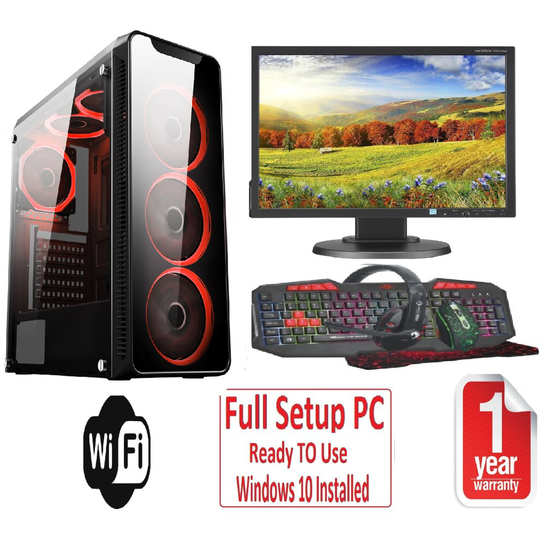 Fast GAMING PC Bundle - i5 8GB RAM 1TB GT710 2GB - 6 FANS RED
