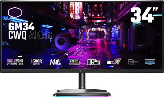Cooler Master GM34-CWQA 34" UWQHD Curved 144Hz VA Gaming Monitor