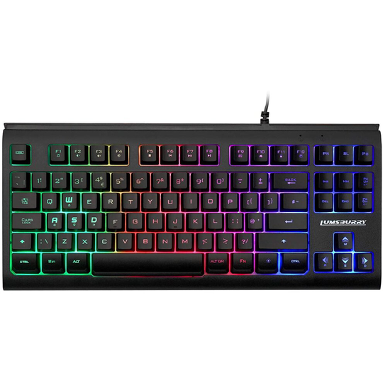 Rainbow LED Backlit 88 Keys Gaming Keyboard(UK Layout), Compact Keyboard with 12 Multimedia Shortcut KeysUSB Wired Keyboard for PC Gamers Office