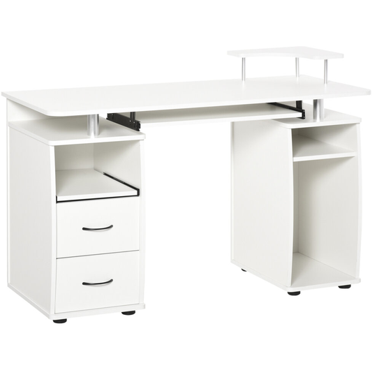 HOMCOM Computer Office Desk Table Workstation w/ Keyboard Tray, White