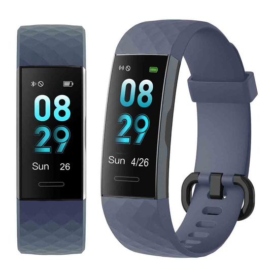 Aquarius Ip67 Waterproof Bluetooth Fitness Tracker With Heart Rate Monitor And Step Counter - Blue