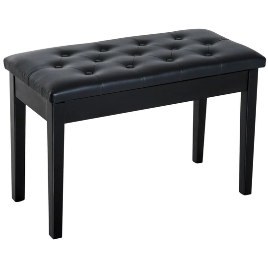 HOMCOM Classic Piano Bench Padded Seat Stool Solid Wood Black