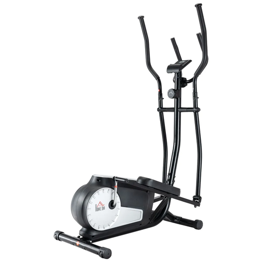 HOMCOM Elliptical Cross Trainer With Adjustable Resistance Lcd Monitor Wheels Black