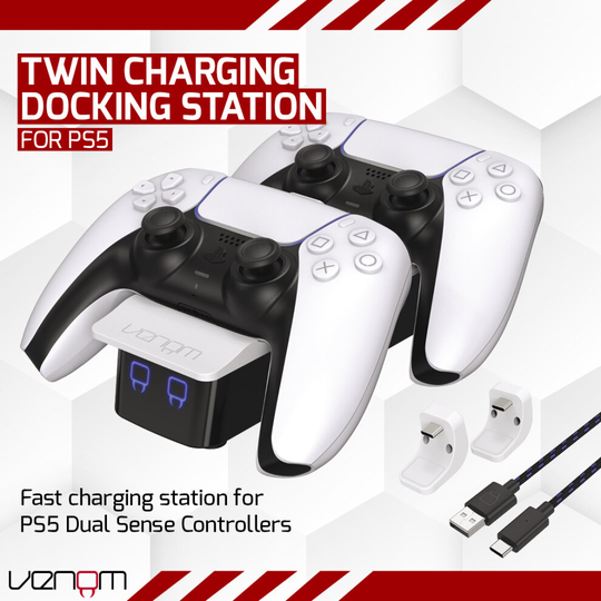 Venom PS5 Controller Charger Twin Docking Station - White (PS5)