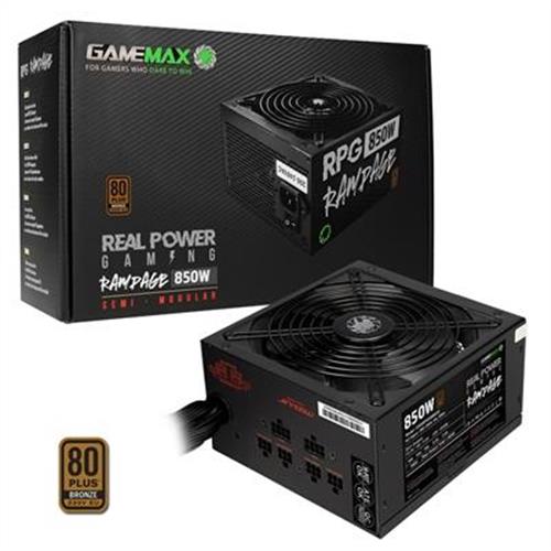 GAMEMAX RPG Rampage 850W PSU 140mm Ultra Silent Fan 80 PLUS Bronze Semi Modular Flat Black Cables Japanese TK Main Capacitor Fitted