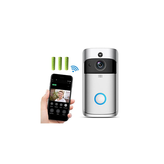 JUYOEOVLD Wireless WiFi Video Doorbell Camera Ring Door Bell Video, Home Monitoring IR Night Vision Wireless Doorbell for iOS&Android (Silve
