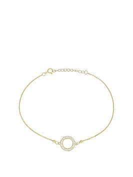Evoke 9Ct Gold Plated Sterling Silver Crystal Halo Bead Bracelet