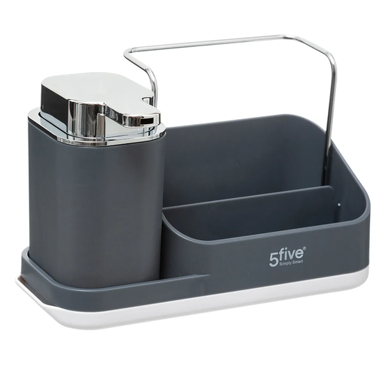 5Five Neo Sink Caddy With Soap Dispenser - Grey