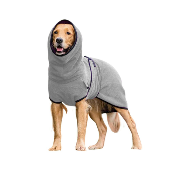 (Grey, XL) Pet Dog Towelling Quick Drying Robe Coat Jacket Puppy Apparel Clothes Sleepwear