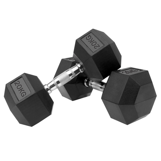 Neo 1x Cast Iron Rubber Hexagonal Dumbbells 20kg