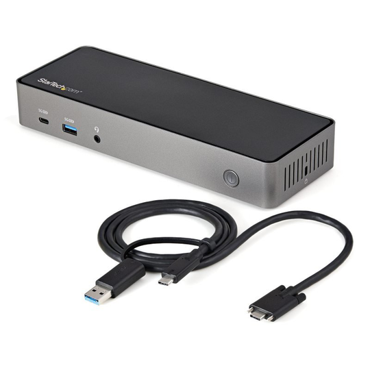 USB-C & USB-A Dock - Hybrid Universal Triple Monitor Laptop Docking Station DisplayPort & HDMI 4K 60Hz - 85W Power Delivery, 6x USB Hub, GbE,