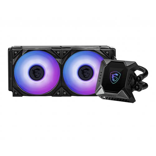 MSI MPG CORELIQUID K240 Liquid CPU Cooler '240mm Radiator 2.4'' LCD display with fan 3x 120mm ARGB PWM Fan Center Supports Intel and AMD Platforms Cooled by ASETEK'