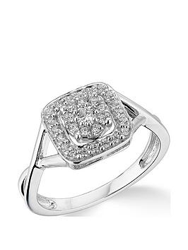 Love DIAMOND 9K White Gold 0.33ct Diamond Halo Cluster Ring, White Gold, Size K, Women