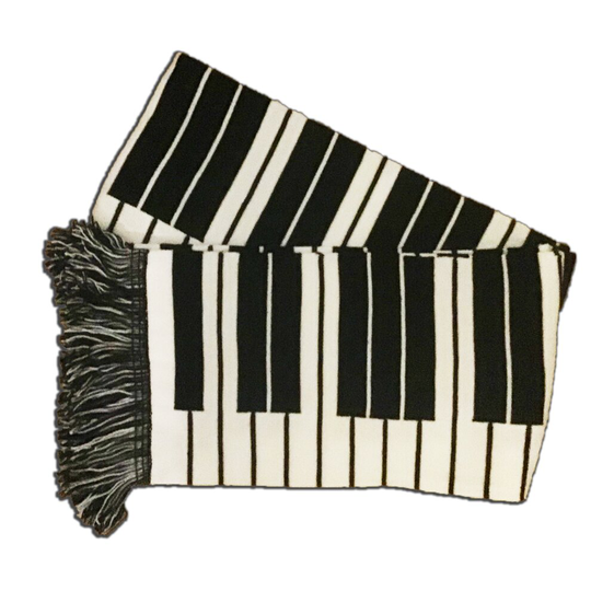 White and Black Piano Keyboard Winter Scarf