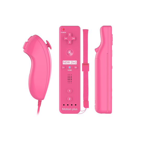 (PINK) Wii / Wii U Remote + Nunchuck With Motion Plus